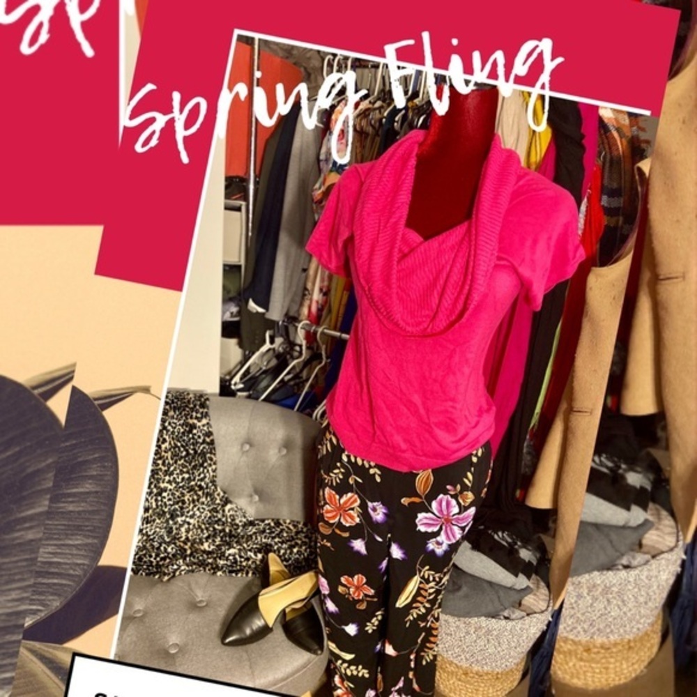 Hot Pink Express Cowl Neck Sweater